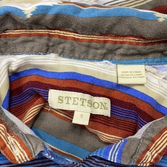 Stetson Serape Southwest Western Rayon Button Up Long Sleeve Blouse Small - Picture 6 of 7